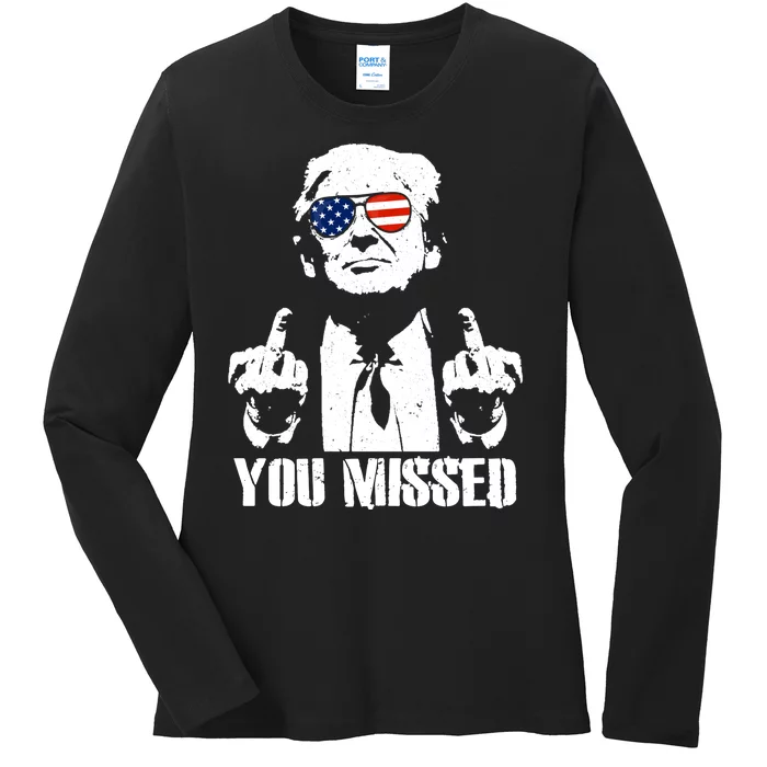 You Missed Finger Trump 2024 Take America Back Pennsylvania Rally Ladies Long Sleeve Shirt