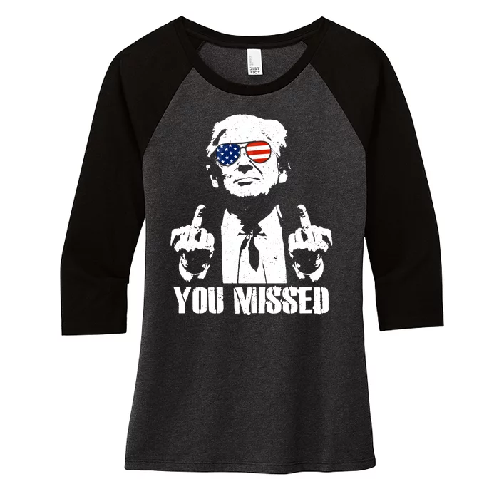 You Missed Finger Trump 2024 Take America Back Pennsylvania Rally Women's Tri-Blend 3/4-Sleeve Raglan Shirt