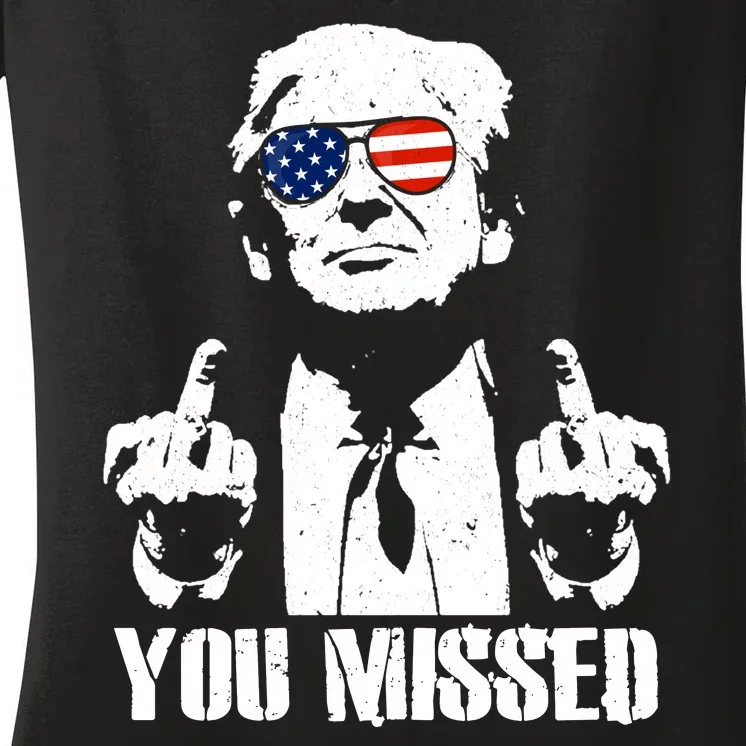 You Missed Finger Trump 2024 Take America Back Pennsylvania Rally Women's V-Neck T-Shirt