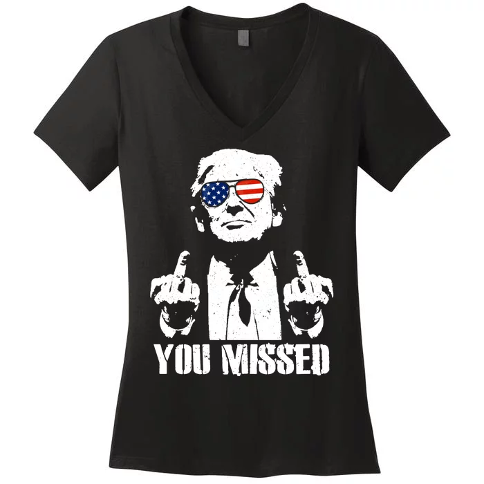 You Missed Finger Trump 2024 Take America Back Pennsylvania Rally Women's V-Neck T-Shirt