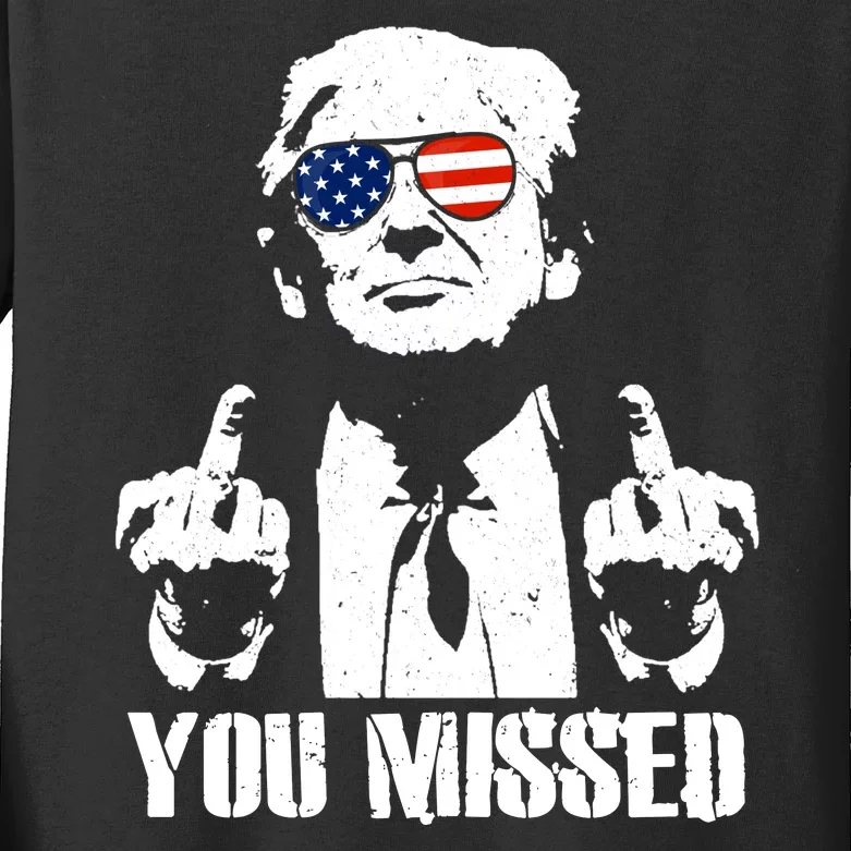 You Missed Finger Trump 2024 Take America Back Pennsylvania Rally Kids Long Sleeve Shirt