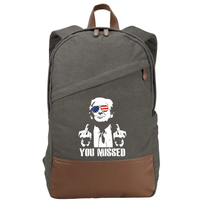 You Missed Finger Trump 2024 Take America Back Pennsylvania Rally Cotton Canvas Backpack