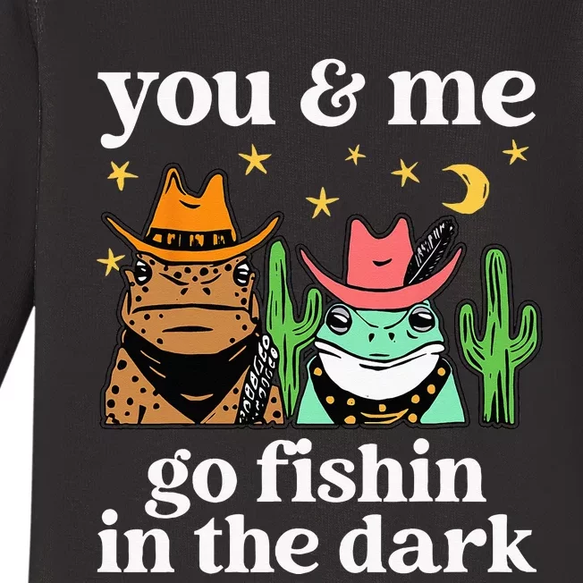 You & Me Go Fishin In The Dark Country Frogs Quote Baby Long Sleeve Bodysuit