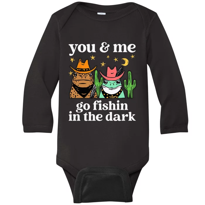 You & Me Go Fishin In The Dark Country Frogs Quote Baby Long Sleeve Bodysuit