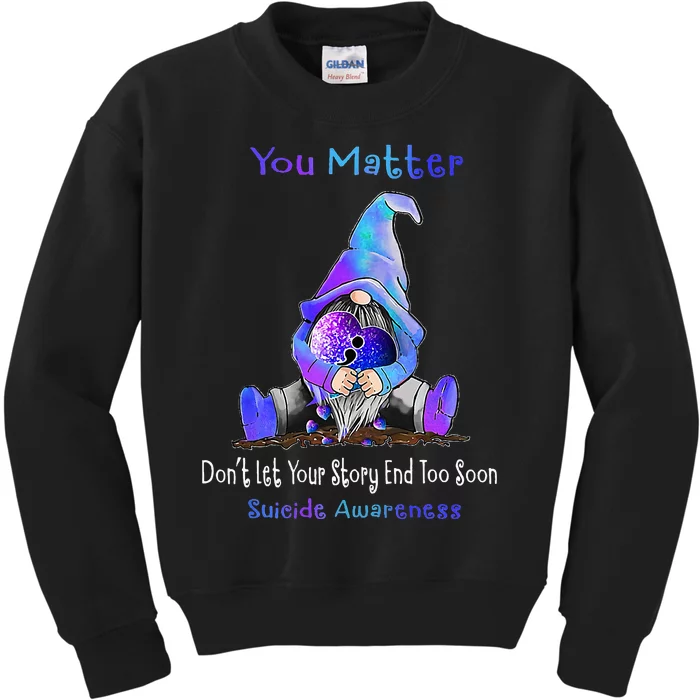 You Matter Gnome Heart Suicide Prevention Awareness Month Kids Sweatshirt