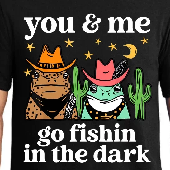 You & Me Go Fishin In The Dark Country Frogs Quote Pajama Set