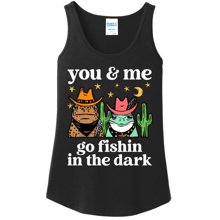 You & Me Go Fishin In The Dark Country Frogs Quote Ladies Essential Tank