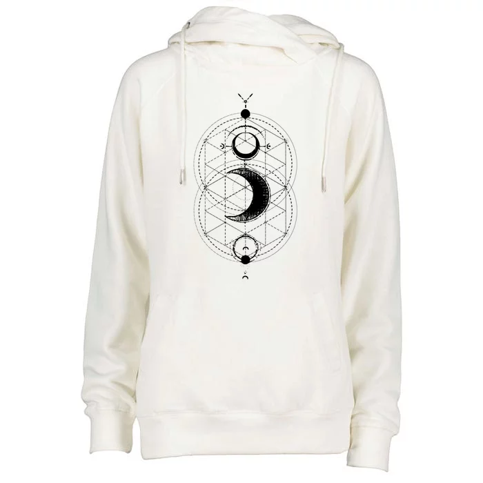 Yoga Magic Geometry Ying Yang Sun And Moon Cool Gift Womens Funnel Neck Pullover Hood