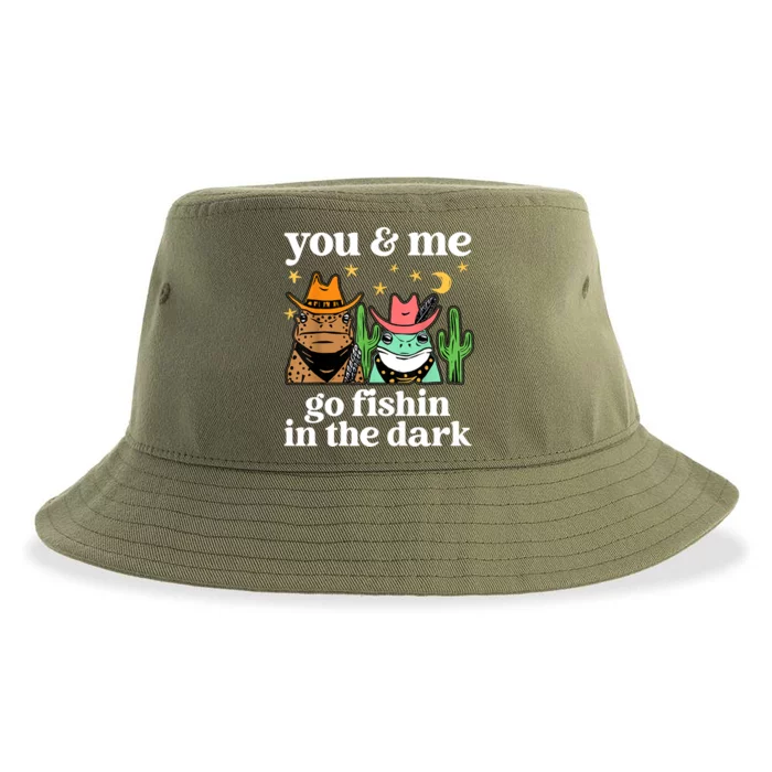 You & Me Go Fishin In The Dark Country Frogs Quote Sustainable Bucket Hat