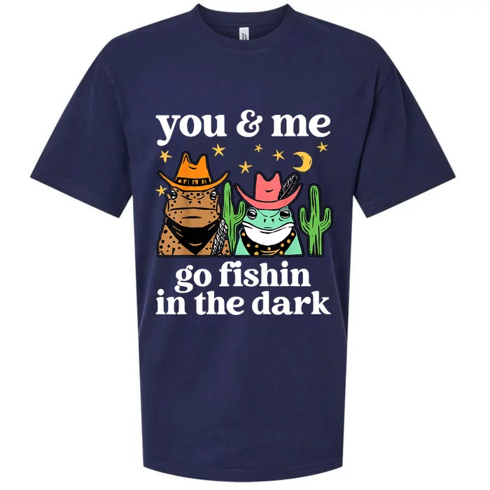 You & Me Go Fishin In The Dark Country Frogs Quote Sueded Cloud Jersey T-Shirt