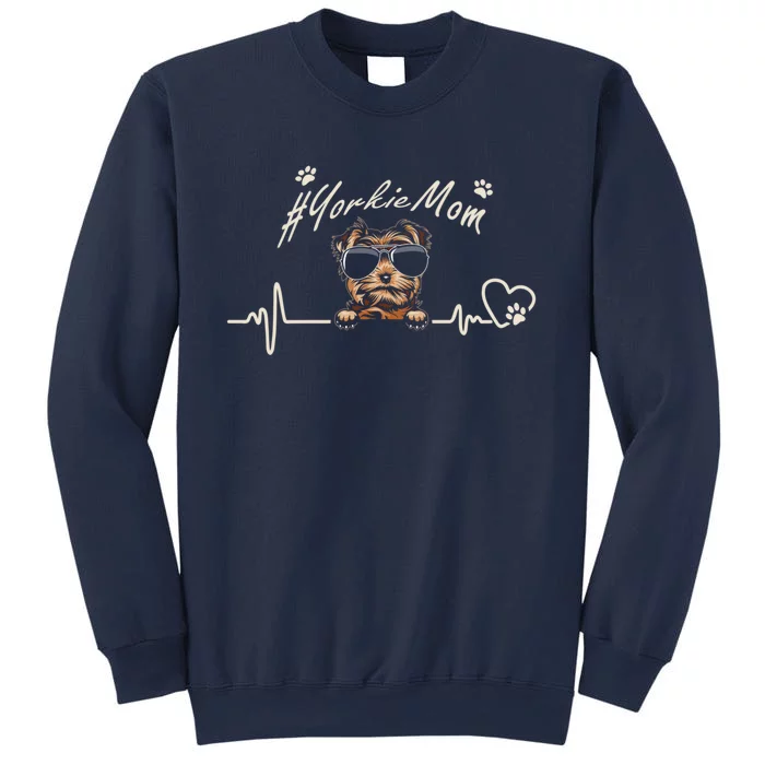 Yorkie Mom Heartbeat With Dog Cool Gift For Mothers Day Sweatshirt