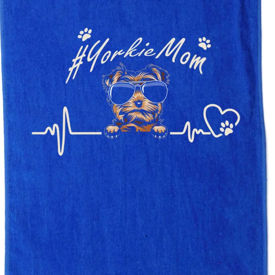 Yorkie Mom Heartbeat With Dog Cool Gift For Mothers Day Platinum Collection Golf Towel