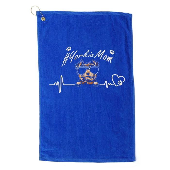 Yorkie Mom Heartbeat With Dog Cool Gift For Mothers Day Platinum Collection Golf Towel