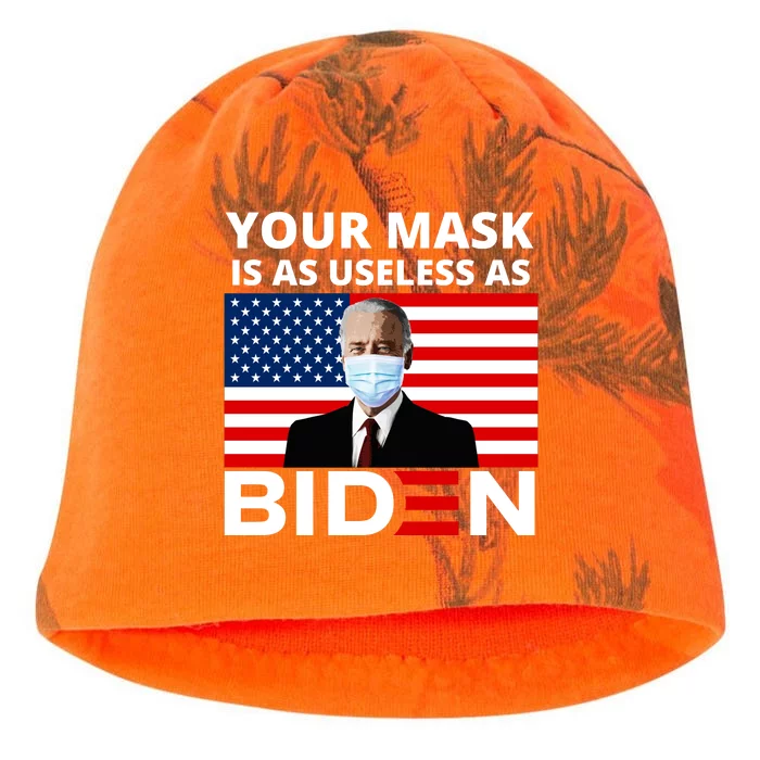 Your Mask Is As Useless As Biden Funny Kati - Camo Knit Beanie