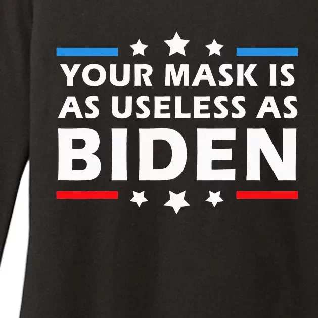 Your Mask Is As Useless As Joe Biden Sucks Funny Political Womens CVC Long Sleeve Shirt