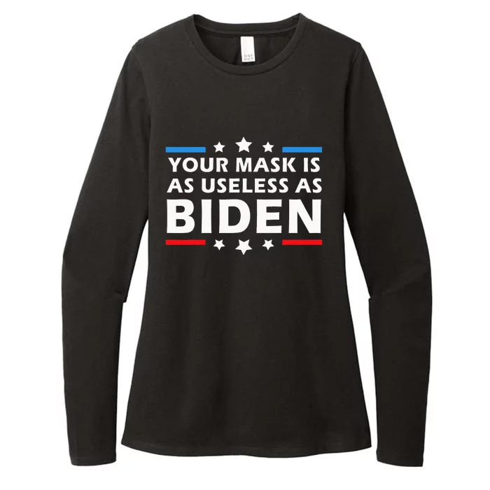 Your Mask Is As Useless As Joe Biden Sucks Funny Political Womens CVC Long Sleeve Shirt