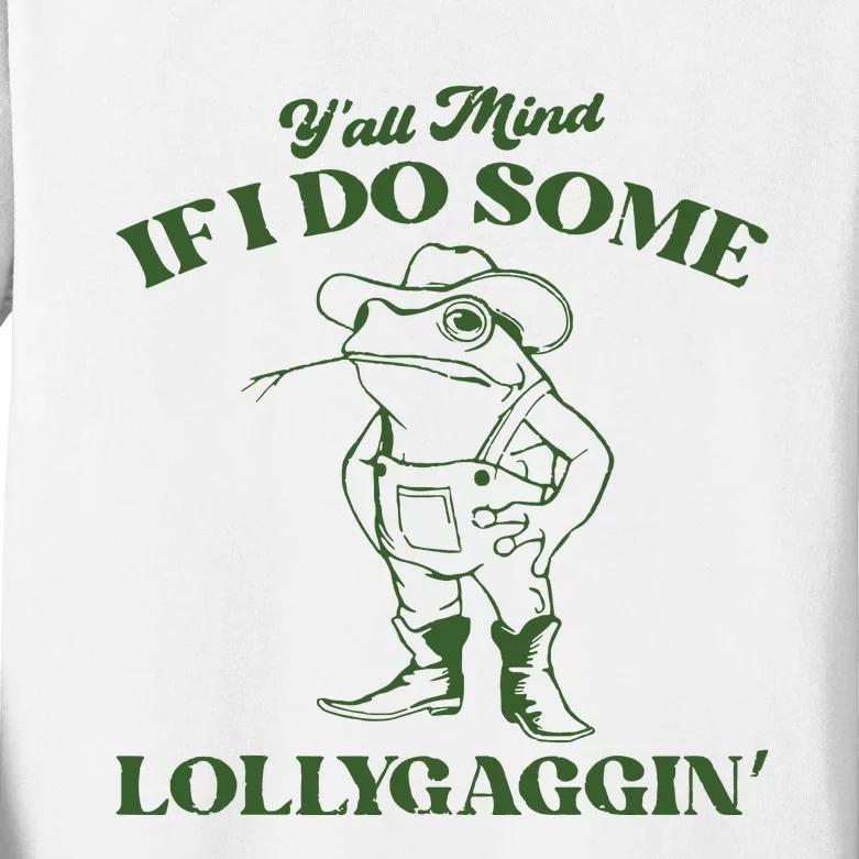 Yall Mind If I Do Some Lollygagging Funny Cowboy Frog Kids Long Sleeve Shirt