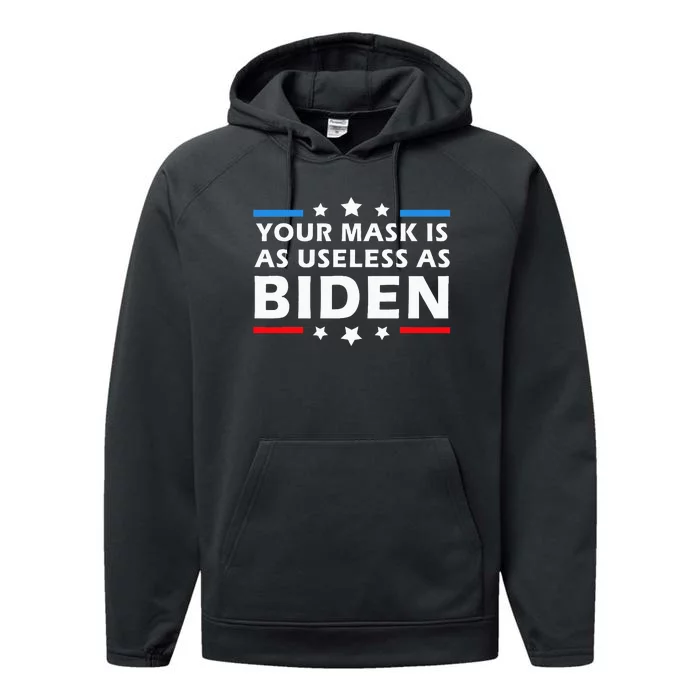 Your Mask Is As Useless As Joe Biden Sucks Funny Political Performance Fleece Hoodie