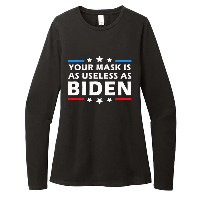 Your Mask Is As Useless As Joe Biden Sucks Funny Political Womens CVC Long Sleeve Shirt