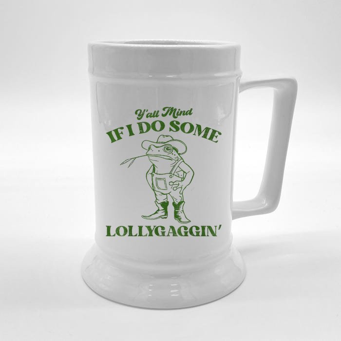 YAll Mind If I Do Some Lollygagging Cowboy Frog Front & Back Beer Stein