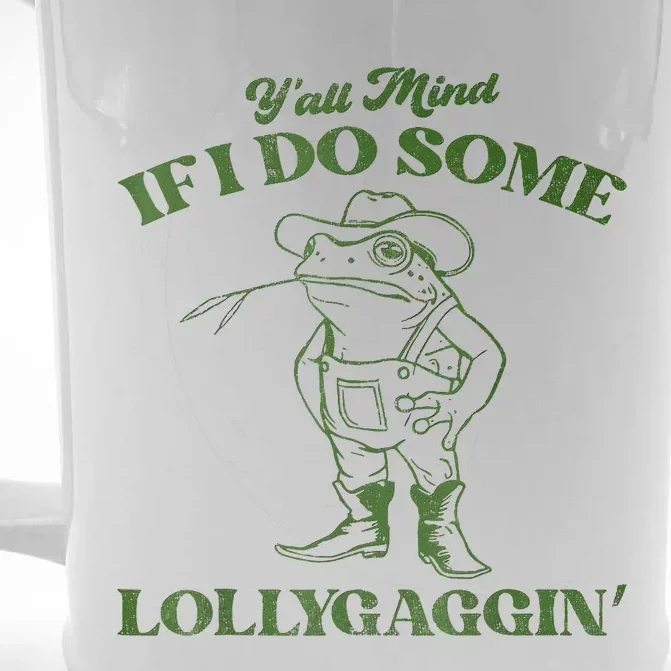 YAll Mind If I Do Some Lollygagging Cowboy Frog Front & Back Beer Stein