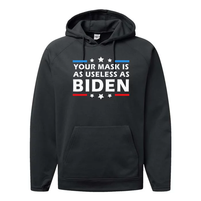 Your Mask Is As Useless As Joe Biden Sucks Funny Political Performance Fleece Hoodie