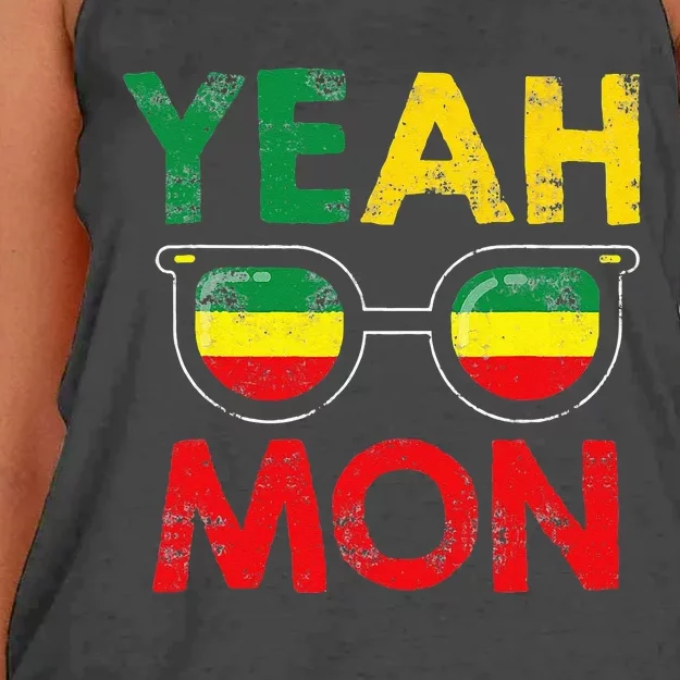 Yeah Mon Jamaican Vacation Jamaica Reggae Women's Knotted Racerback Tank