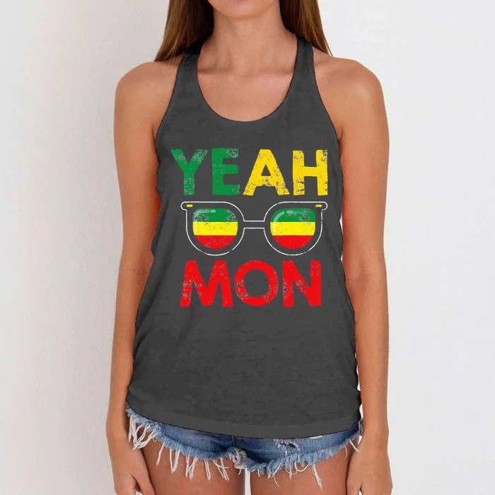 Yeah Mon Jamaican Vacation Jamaica Reggae Women's Knotted Racerback Tank