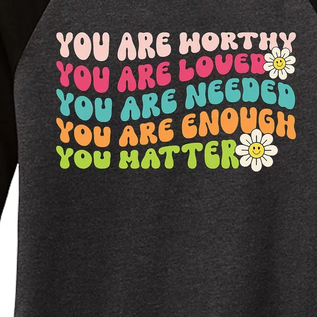 You Matter Kindness Be Kind Groovy Mental Health Women's Tri-Blend 3/4-Sleeve Raglan Shirt