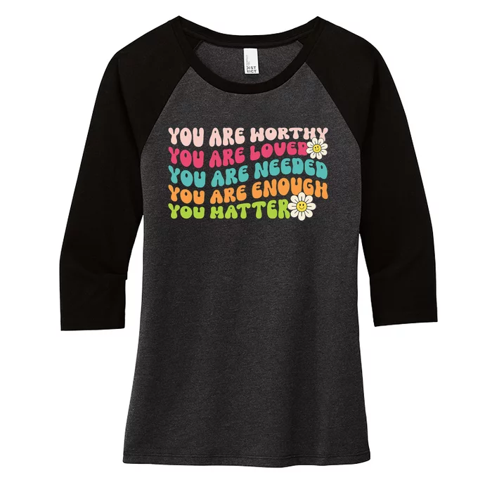 You Matter Kindness Be Kind Groovy Mental Health Women's Tri-Blend 3/4-Sleeve Raglan Shirt