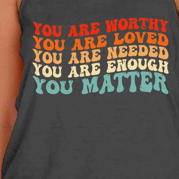 You Matter Kindness Be Kind Groovy Mental Health Awareness Women's Knotted Racerback Tank