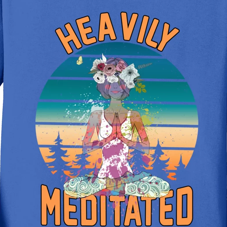 Yoga Meditation Lover Heavily Funny Meditated Gift Kids Long Sleeve Shirt