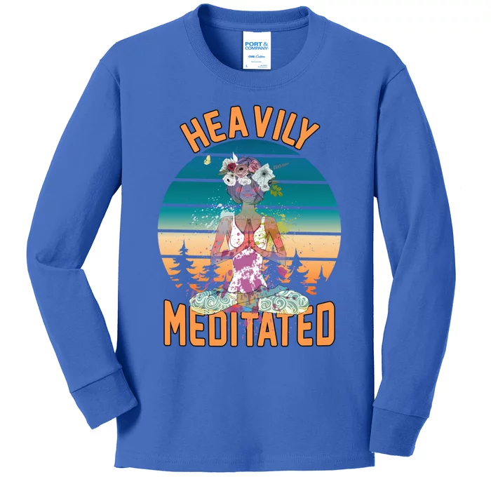 Yoga Meditation Lover Heavily Funny Meditated Gift Kids Long Sleeve Shirt