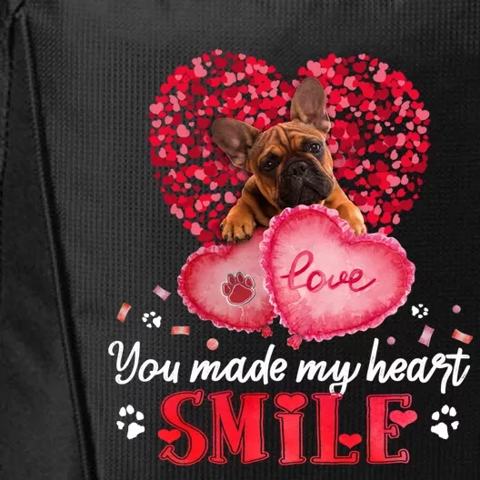 You Make My Heart Smile French Bulldog With Heart Gift City Backpack