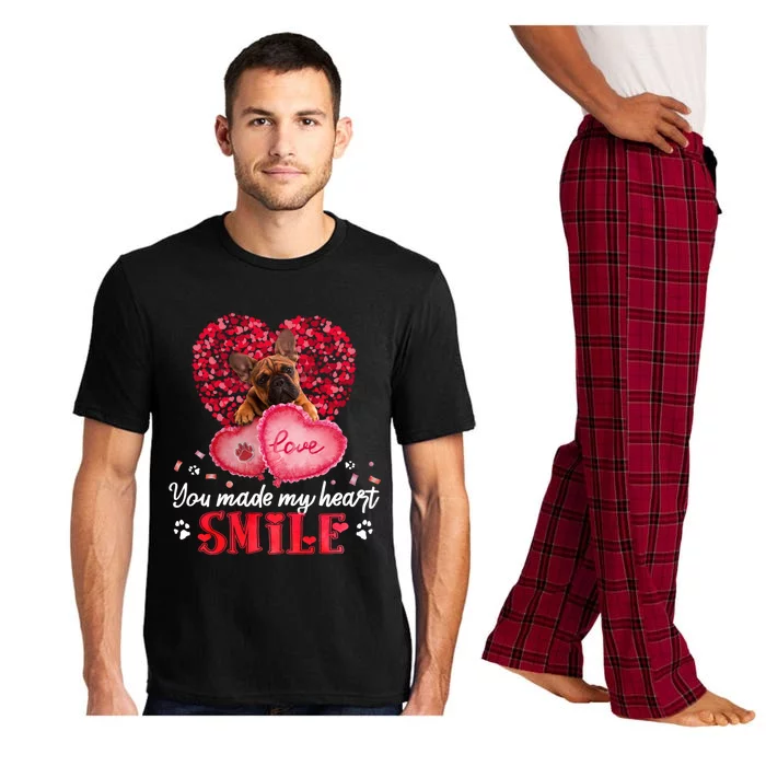 You Make My Heart Smile French Bulldog With Heart Gift Pajama Set