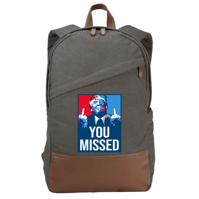 You Missed Middle Finger Donald Trump Usa Patriotic Cotton Canvas Backpack