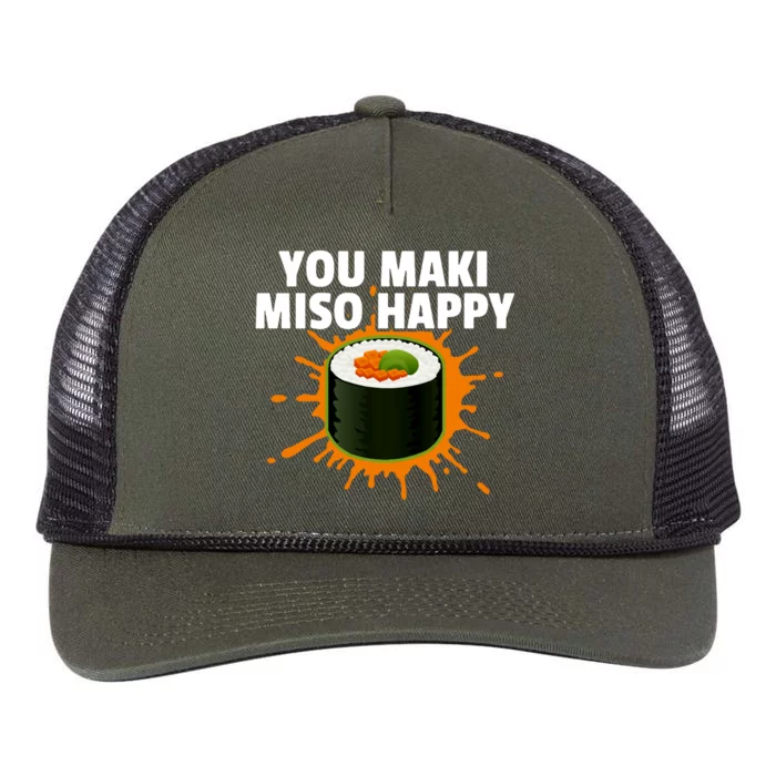 You Maki Miso Happy Japanese Food Foodie Funny Sushi Lover Gift Retro Rope Trucker Hat Cap