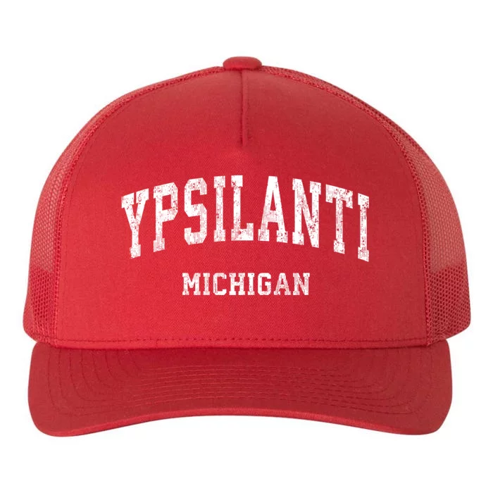 Ypsilanti Michigan Mi Vintage Varsity Sports Established Yupoong Adult 5-Panel Trucker Hat