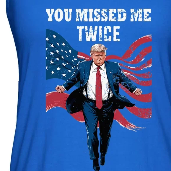 You Missed Me Twice Trump Missed Again Trump 2024 Us Flag Ladies Essential Flowy Tank