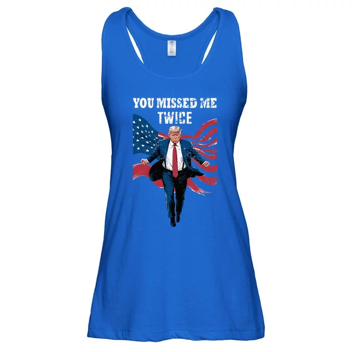 You Missed Me Twice Trump Missed Again Trump 2024 Us Flag Ladies Essential Flowy Tank