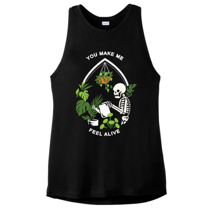 You Make Me Feel Alive Halloween Skull Funny Plants. Ladies Tri-Blend Wicking Tank