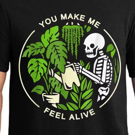 You Make Me Feel Alive Halloween Skull Funny Plants Gift Pajama Set