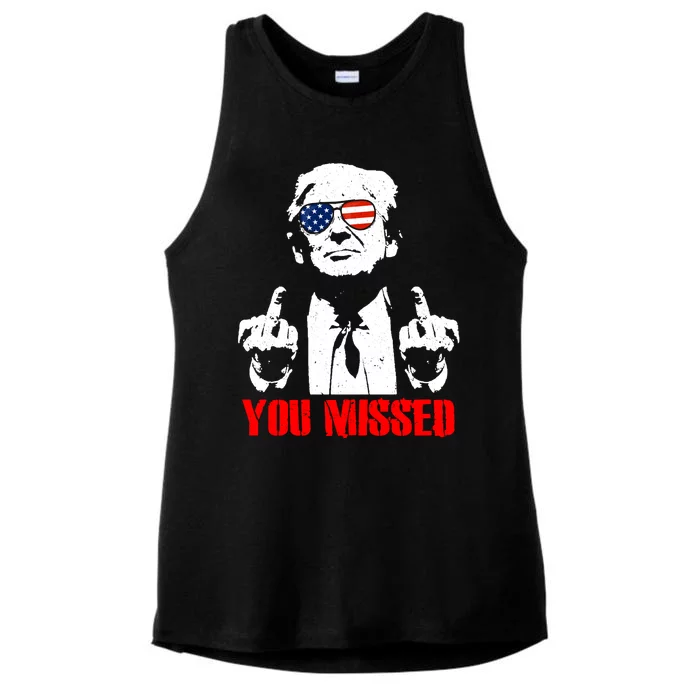 You Missed Middle Finger Trump 2024 Take America Back Pennsylvania Rally Ladies Tri-Blend Wicking Tank