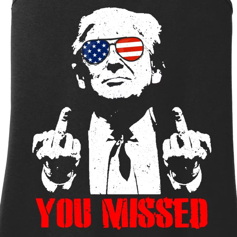 You Missed Middle Finger Trump 2024 Take America Back Pennsylvania Rally Ladies Essential Tank