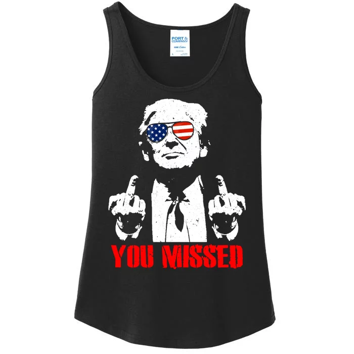 You Missed Middle Finger Trump 2024 Take America Back Pennsylvania Rally Ladies Essential Tank