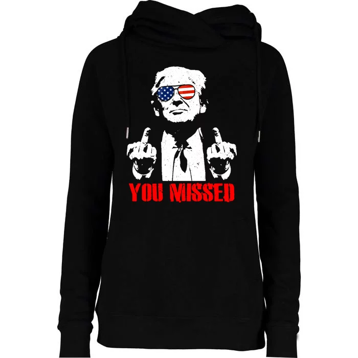 You Missed Middle Finger Trump 2024 Take America Back Pennsylvania Rally Womens Funnel Neck Pullover Hood