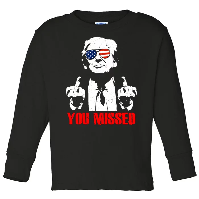 You Missed Middle Finger Trump 2024 Take America Back Pennsylvania Rally Toddler Long Sleeve Shirt