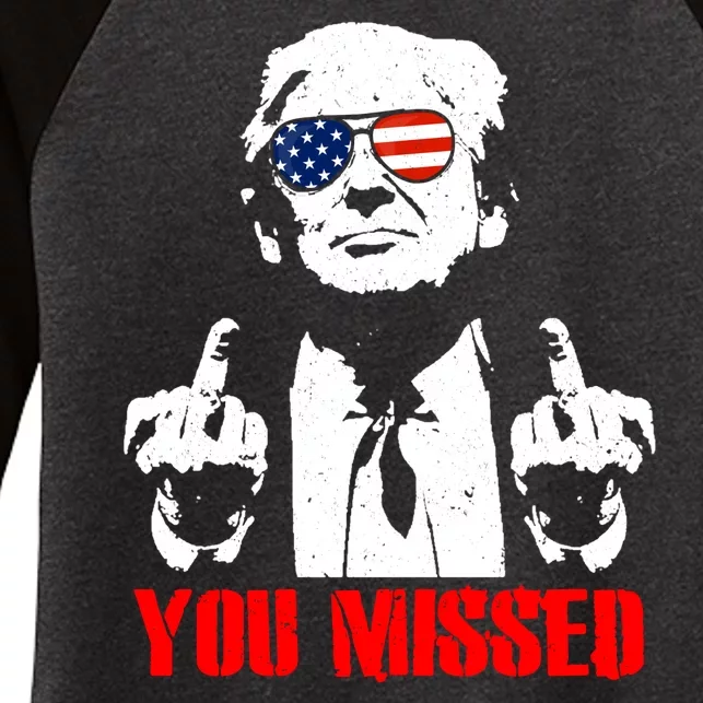 You Missed Middle Finger Trump 2024 Take America Back Pennsylvania Rally Women's Tri-Blend 3/4-Sleeve Raglan Shirt