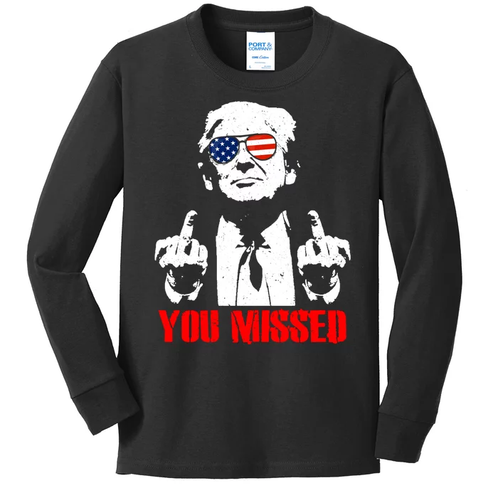 You Missed Middle Finger Trump 2024 Take America Back Pennsylvania Rally Kids Long Sleeve Shirt