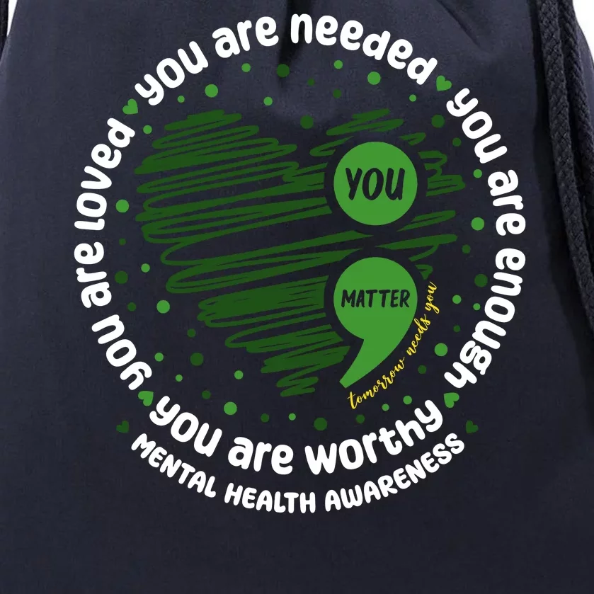 You Matter Mental Health Awareness Heart Drawstring Bag